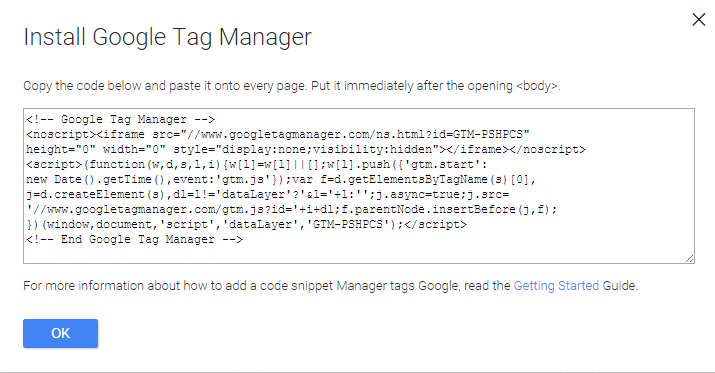 Placing the code in GTM